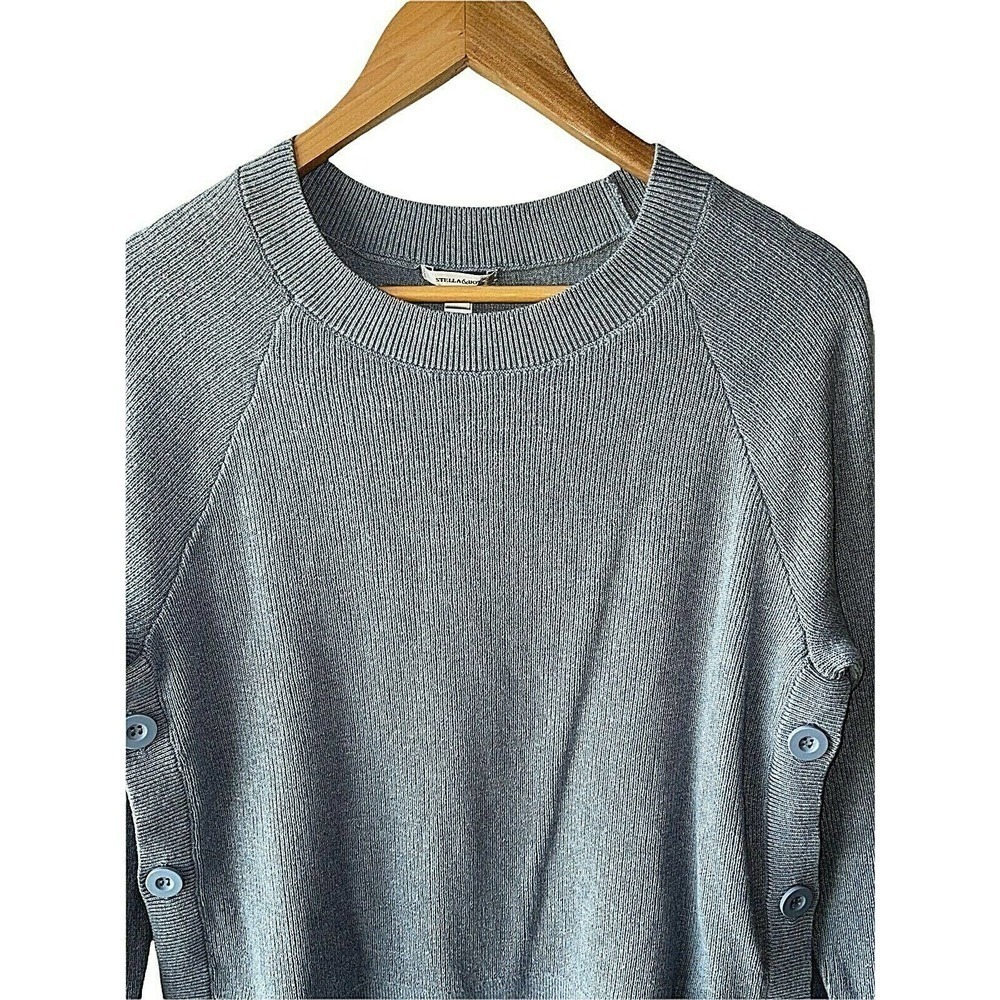 Stella & Dot Size M Blue Side Button Soft Merino … - image 2
